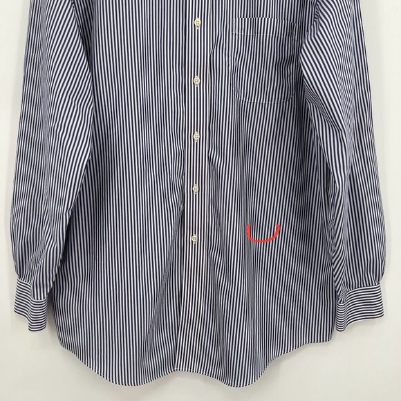Brooks Brothers Classic Fit Button Down Shirt Blue White Striped Mens 16.5-35 - Picture 11 of 11